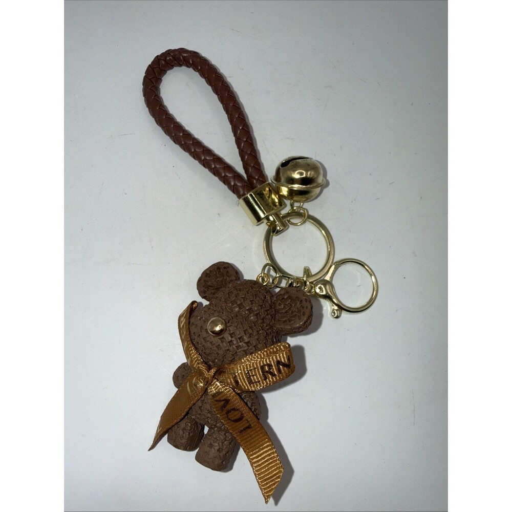 Brown Bow Bell Teddy Bear Keychain/Hand Bag Keycharm